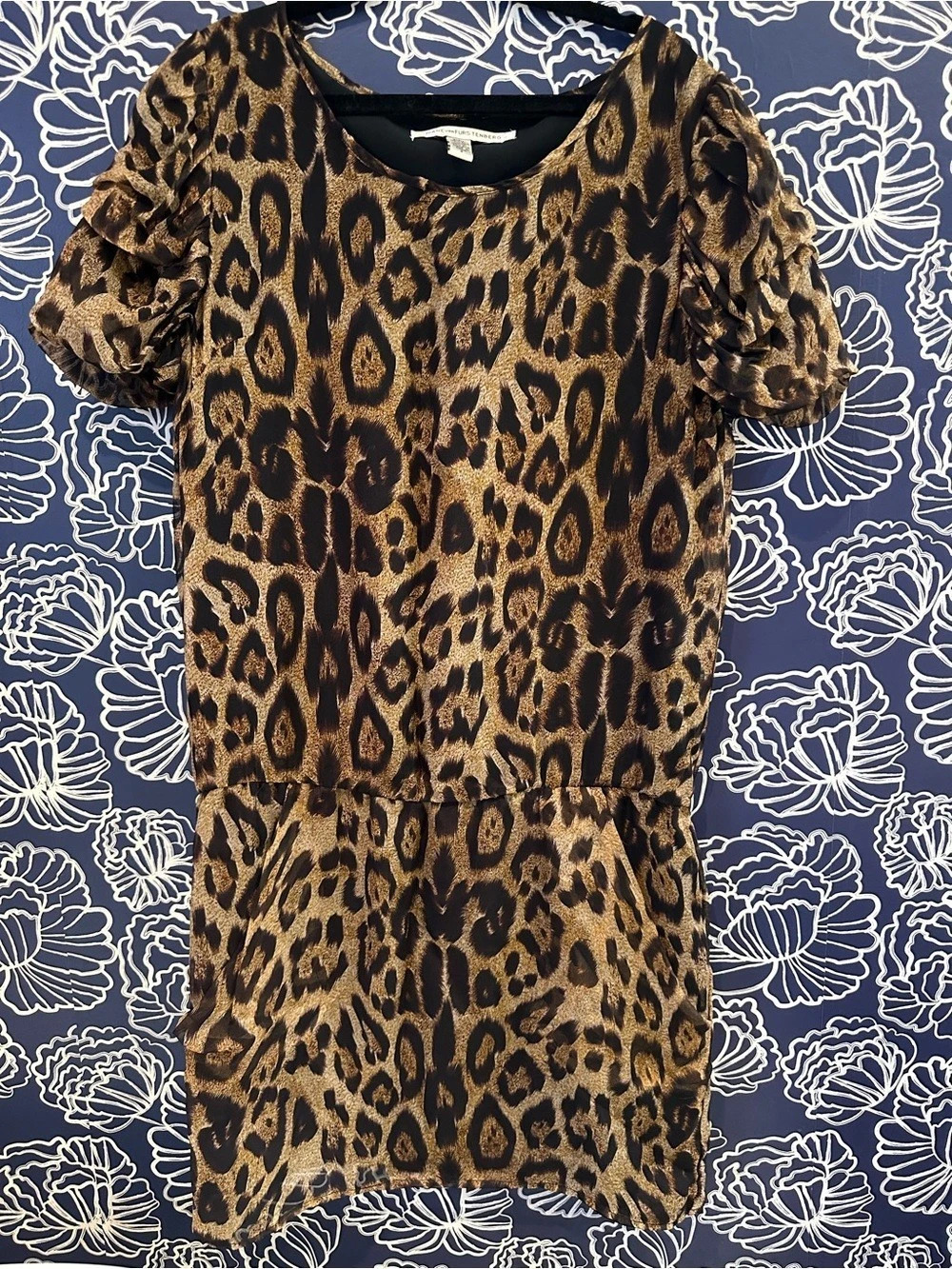 Diane von Furstenberg Leopard Print Silk Mini Dress Size 2